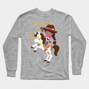 African American Girl, Cowgirl, Sheriff, Lasso Long Sleeve T-Shirt